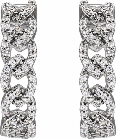 14K White 1/2 CTW Lab-Grown Diamond Hoop Earrings