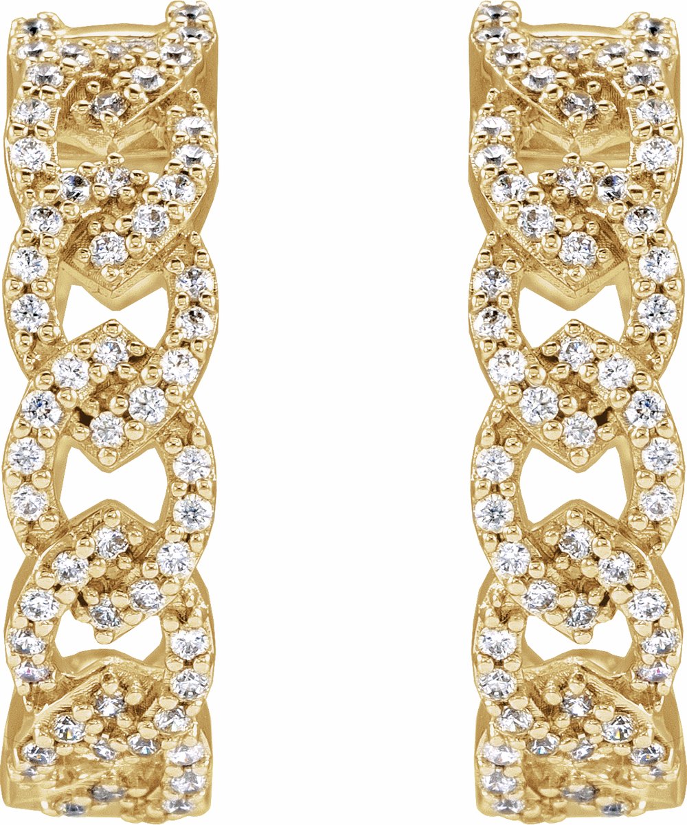 14K Yellow 1/2 CTW Lab-Grown Diamond Hoop Earrings