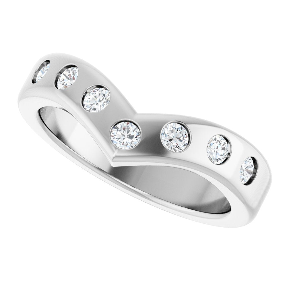 14K White 3/8 CTW Lab-Grown Diamond Contour Band