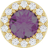 14K Yellow Lab-Grown Alexandrite & 1/10 CT Natural Diamond Halo-Style Pendant