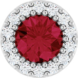 14K White Gold Lab-Grown Ruby & 1/10 CTW Natural Diamond Halo-Style Pendant