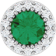 14K White Natural Emerald & 1/10 CT Natural Diamond Halo-Style Pendant