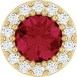 14K Yellow Lab-Grown Ruby & 1/10 CT Natural Diamond Halo-Style Pendant