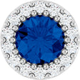 14K White Gold Lab-Grown Blue Sapphire & 1/10 CTW Natural Diamond Halo-Style Pendant