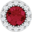 14K White Lab-Grown Ruby & 1/10 CT Natural Diamond Halo-Style Pendant