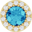 14K Yellow Natural Blue Zircon & 1/10 CT Natural Diamond Halo-Style Pendant