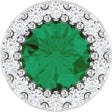 14K White Gold Natural Emerald & 1/10 CTW Natural Diamond Halo-Style Pendant