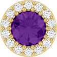 14K Yellow Natural Amethyst & 1/10 CT Natural Diamond Halo-Style Pendant