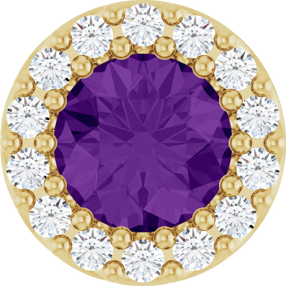 14K Yellow Natural Amethyst & 1/10 CT Natural Diamond Halo-Style Pendant