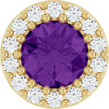 14K Yellow Natural Amethyst & 1/10 CT Natural Diamond Halo-Style Pendant