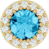 14K Yellow Gold Natural Aquamarine & 1/10 CTW Natural Diamond Halo-Style Pendant