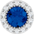 14K White Lab-Grown Blue Sapphire & 1/10 CT Natural Diamond Halo-Style Pendant