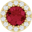 14K Yellow Gold Lab-Grown Ruby & 1/10 CTW Natural Diamond Halo-Style Pendant