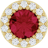 14K Yellow Gold Lab-Grown Ruby & 1/10 CTW Natural Diamond Halo-Style Pendant
