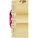 14K Yellow Gold Lab-Grown Ruby & 1/10 CTW Natural Diamond Halo-Style Pendant