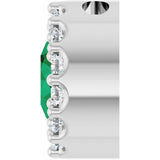 14K White Gold Natural Emerald & 1/10 CTW Natural Diamond Halo-Style Pendant
