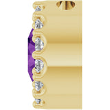 14K Yellow Natural Amethyst & 1/10 CT Natural Diamond Halo-Style Pendant