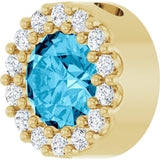 14K Yellow Gold Natural Aquamarine & 1/10 CTW Natural Diamond Halo-Style Pendant