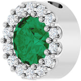 14K White Gold Natural Emerald & 1/10 CTW Natural Diamond Halo-Style Pendant