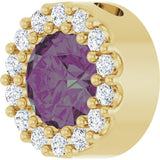 14K Yellow Gold Lab-Grown Alexandrite & 1/10 CTW Natural Diamond Halo-Style Pendant