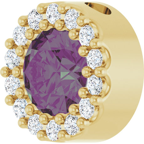 14K Yellow Gold Lab-Grown Alexandrite & 1/10 CTW Natural Diamond Halo-Style Pendant