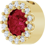 14K Yellow Lab-Grown Ruby & 1/10 CT Natural Diamond Halo-Style Pendant