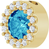 14K Yellow Natural Blue Zircon & 1/10 CT Natural Diamond Halo-Style Pendant