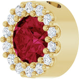 14K Yellow Lab-Grown Ruby & 1/10 CT Natural Diamond Halo-Style Pendant