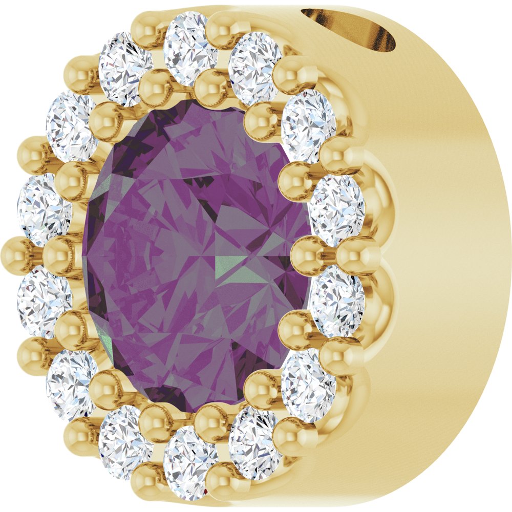 14K Yellow Gold Lab-Grown Alexandrite & 1/10 CTW Natural Diamond Halo-Style Pendant