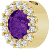 14K Yellow Natural Amethyst & 1/10 CT Natural Diamond Halo-Style Pendant