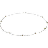 14K White Gold Cultured White Freshwater Pearl 9-Station 18" Necklace 