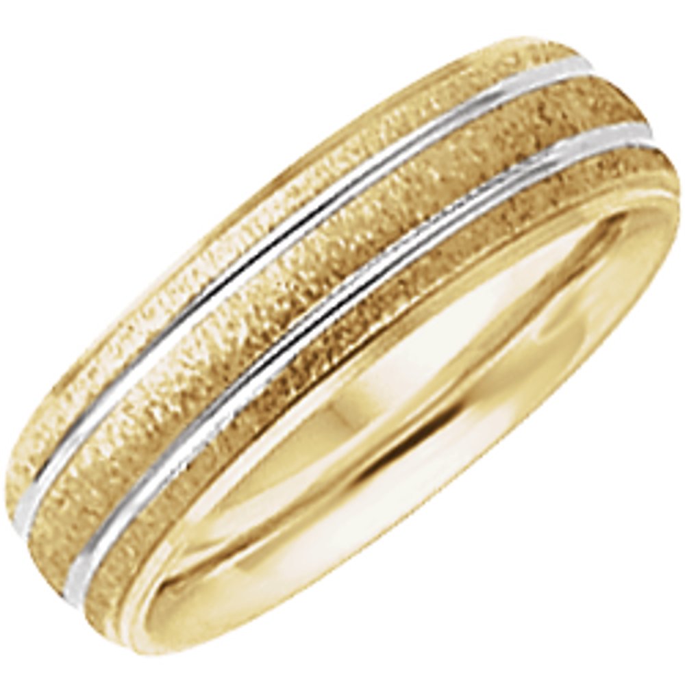 14K Yellow 6 mm Grooved Band with Stone/Polish Finish Size 10