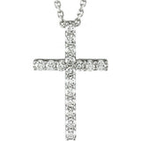 14K White 1/5 CTW Natural Diamond Petite Cross 18" Necklace