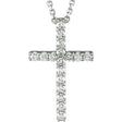 14K White Gold 1/4 CTW Natural Diamond Petite Cross 18" Necklace