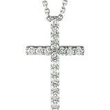 14K White Gold 1/5 CTW Natural Diamond Petite Cross 18" Necklace