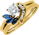 14K Yellow Natural Blue Sapphire & .07 CTW Natural Diamond Ring