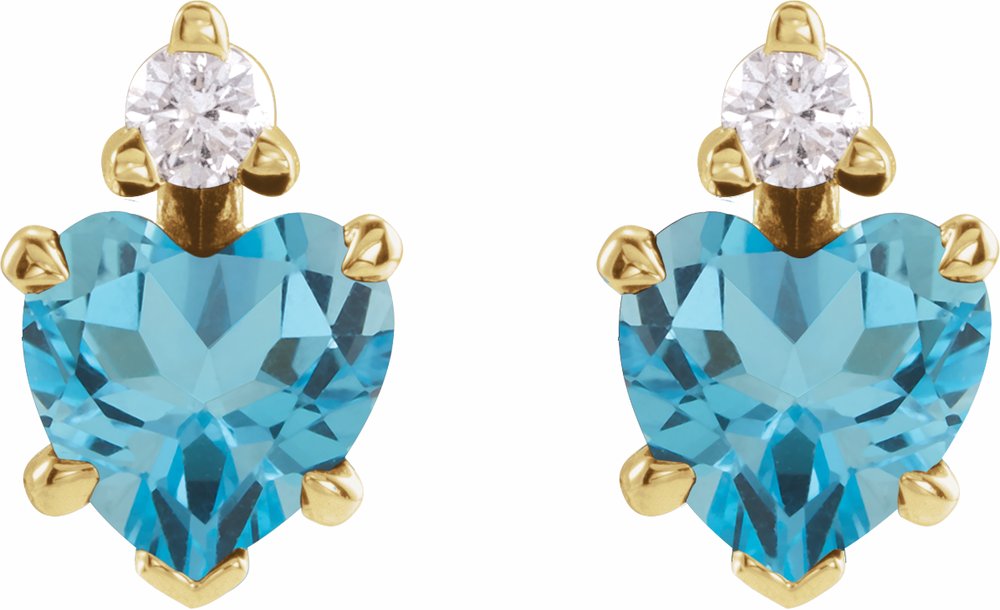 14K Yellow Natural London Blue Topaz & .06 Natural Diamond Stud Earrings