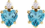 14K Yellow Natural London Blue Topaz & .06 Natural Diamond Stud Earrings