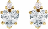 14K Yellow Natural White Sapphire & .06 Natural Diamond Stud Earrings