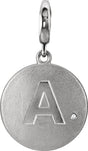 Sterling Silver .005 CT Natural Diamond Initial A Charm