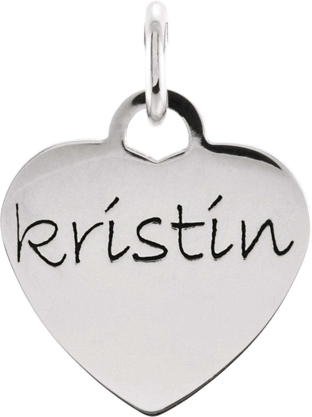 14K White Posh Mommy® Engravable Small Heart Pendant
