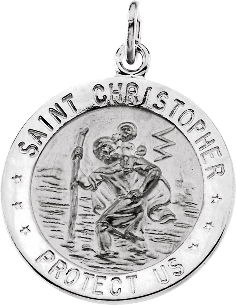 14K White Gold 18 mm St. Christopher Medal