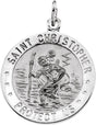 14K White 18 mm St. Christopher Medal