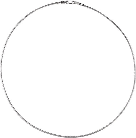 Rhodium-Plated Sterling Silver 1.5 mm Snake 18" Chain