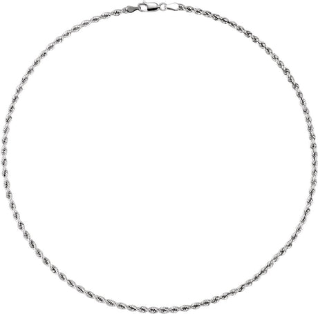 14K White Gold 3 mm Rope 24" Chain
