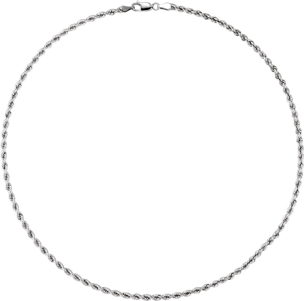 14K White 3 mm Rope 20" Chain