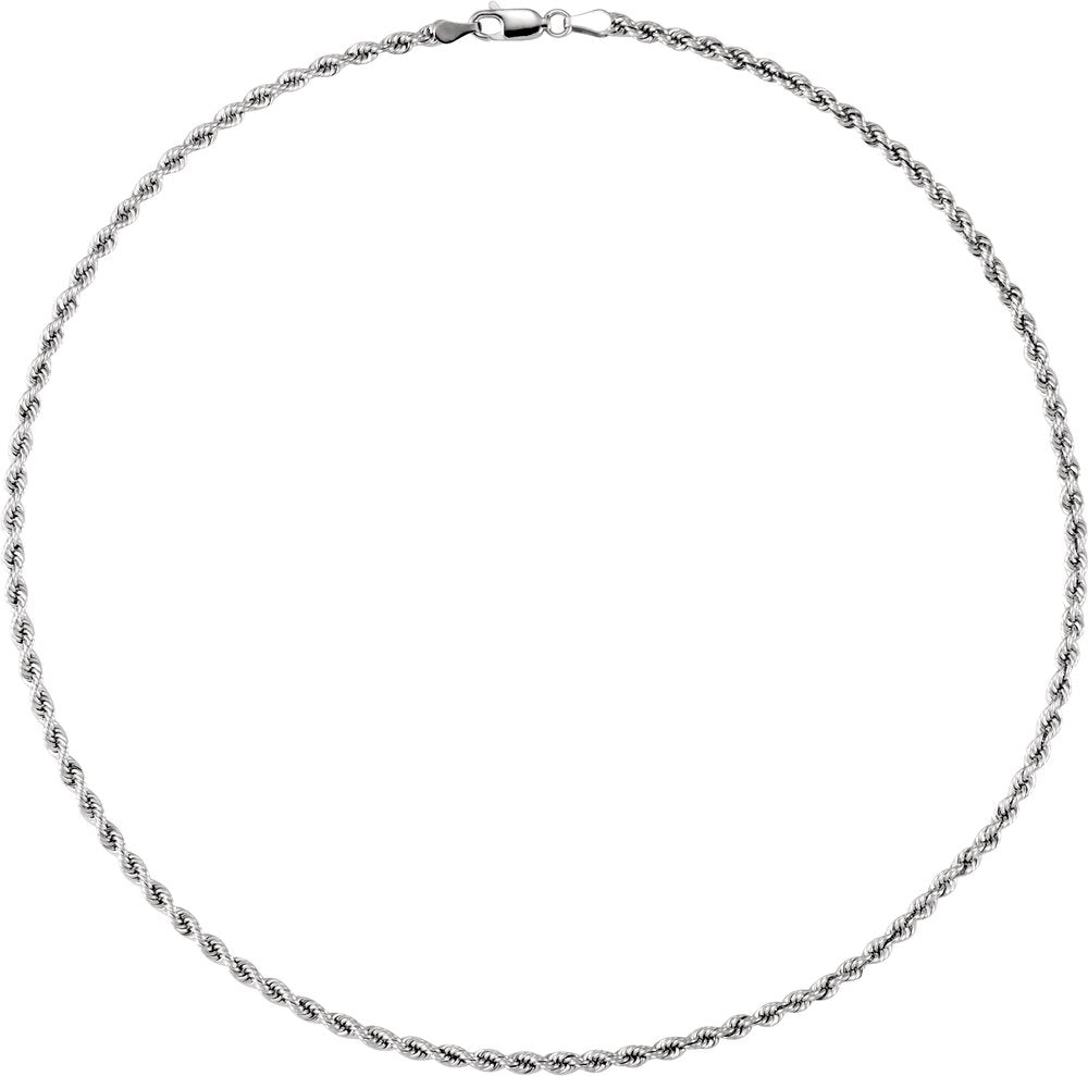 14K White Gold 3 mm Rope 16" Chain
