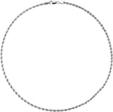 14K White Gold 3 mm Rope 16" Chain
