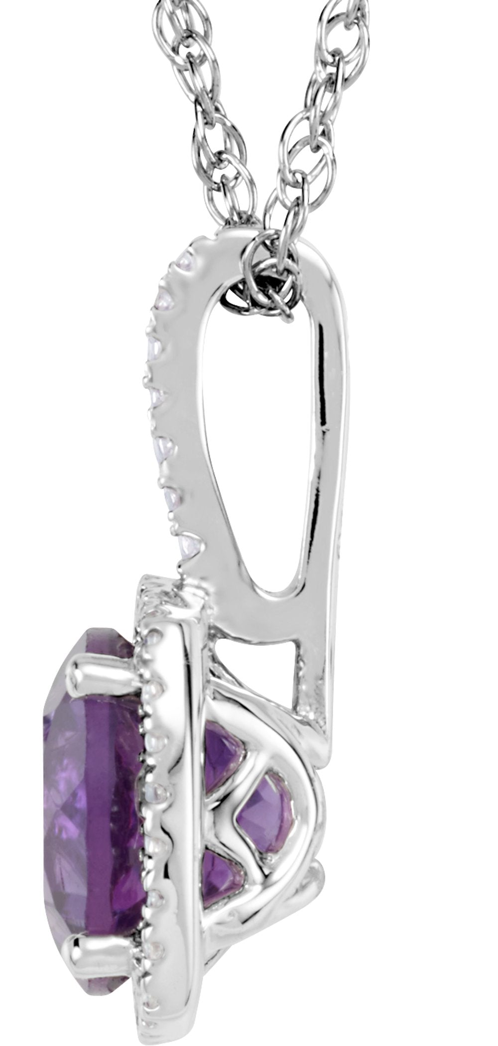 Sterling Silver Natural Amethyst & .015 CTW Natural Diamond 18" Necklace