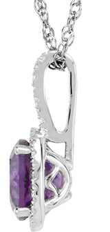 Sterling Silver Natural Amethyst & .015 CTW Natural Diamond 18" Necklace